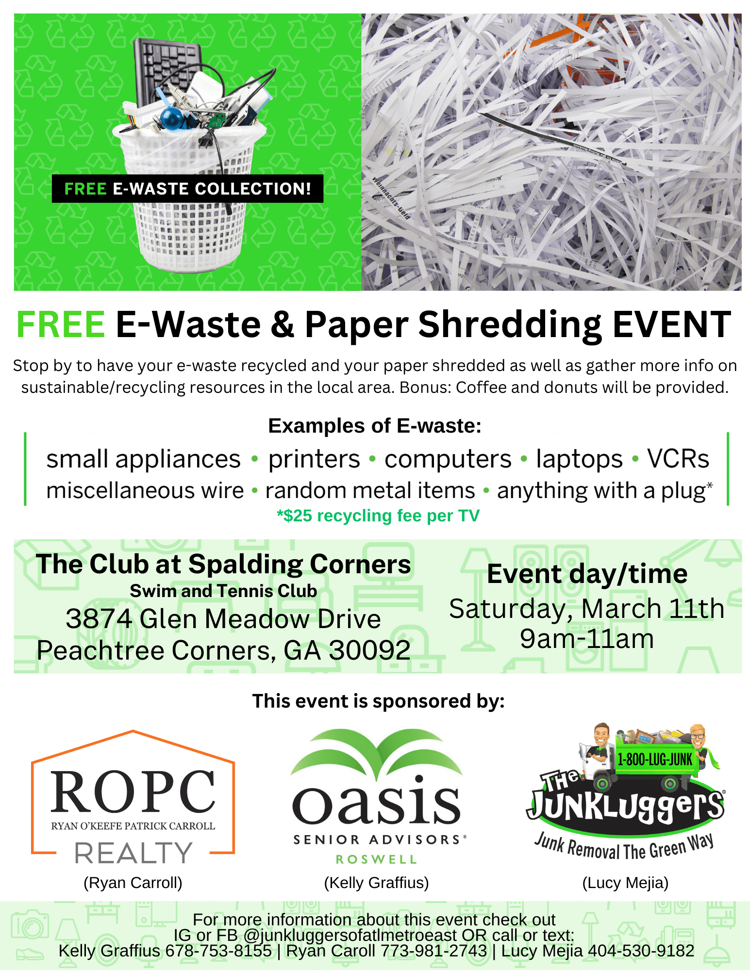 Free E-waste Recycling & Paper Shredding Event @ The Club at Spalding Corners |  |  | 