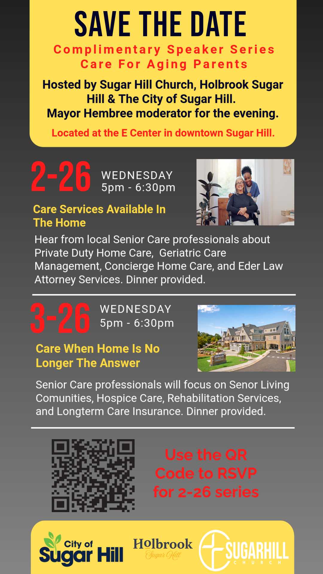 Complimentary Speaker Series-Care For Aging Parents @ E Center Downtown Sugar Hill |  |  | 