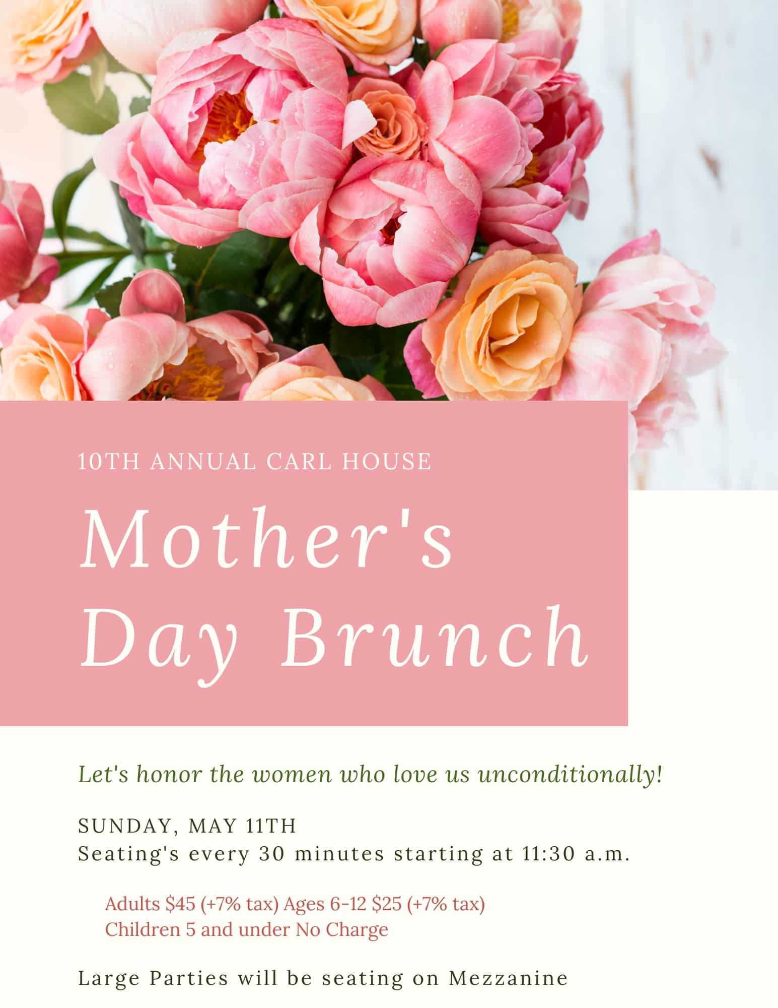 Mother's Day Brunch @ Carl House | | |