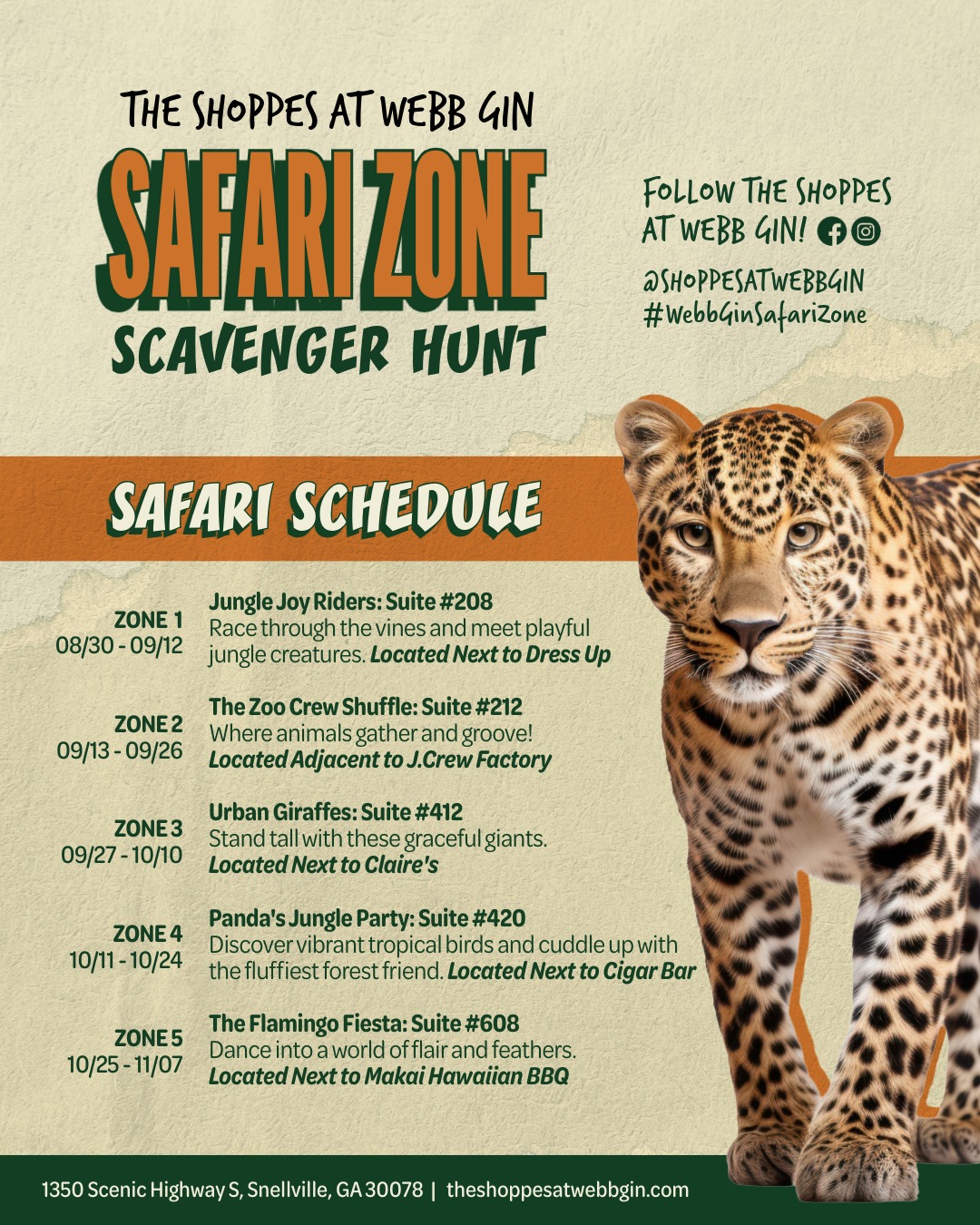 Safari Scavenger Hunt @ Shoppes at Webb Gin Safari Zone